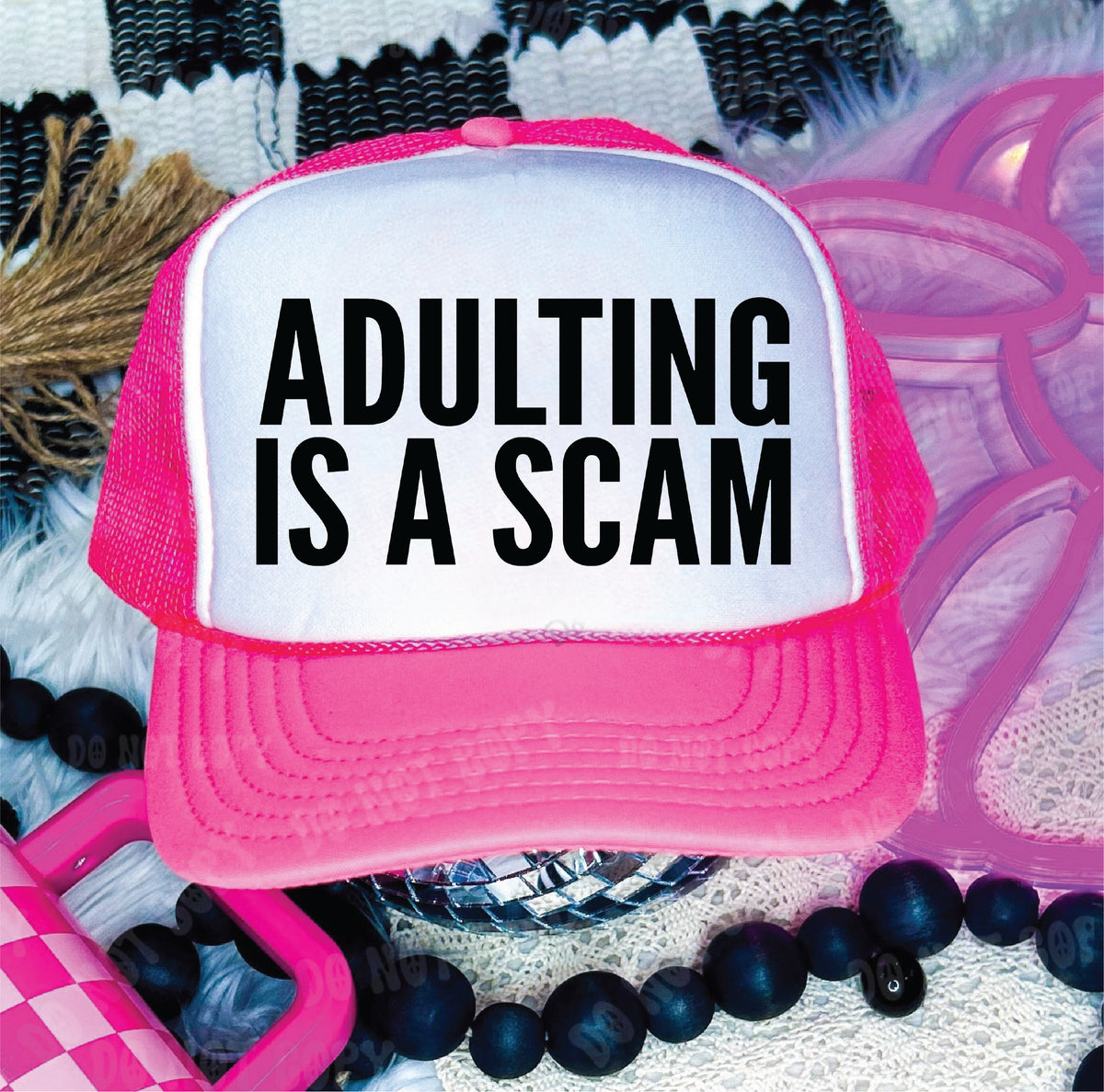 Too Much Adulting Trucker Hat Adulting Sucks Hat | Snapback, Dad Hat, Trucker, Beanie  main image 4