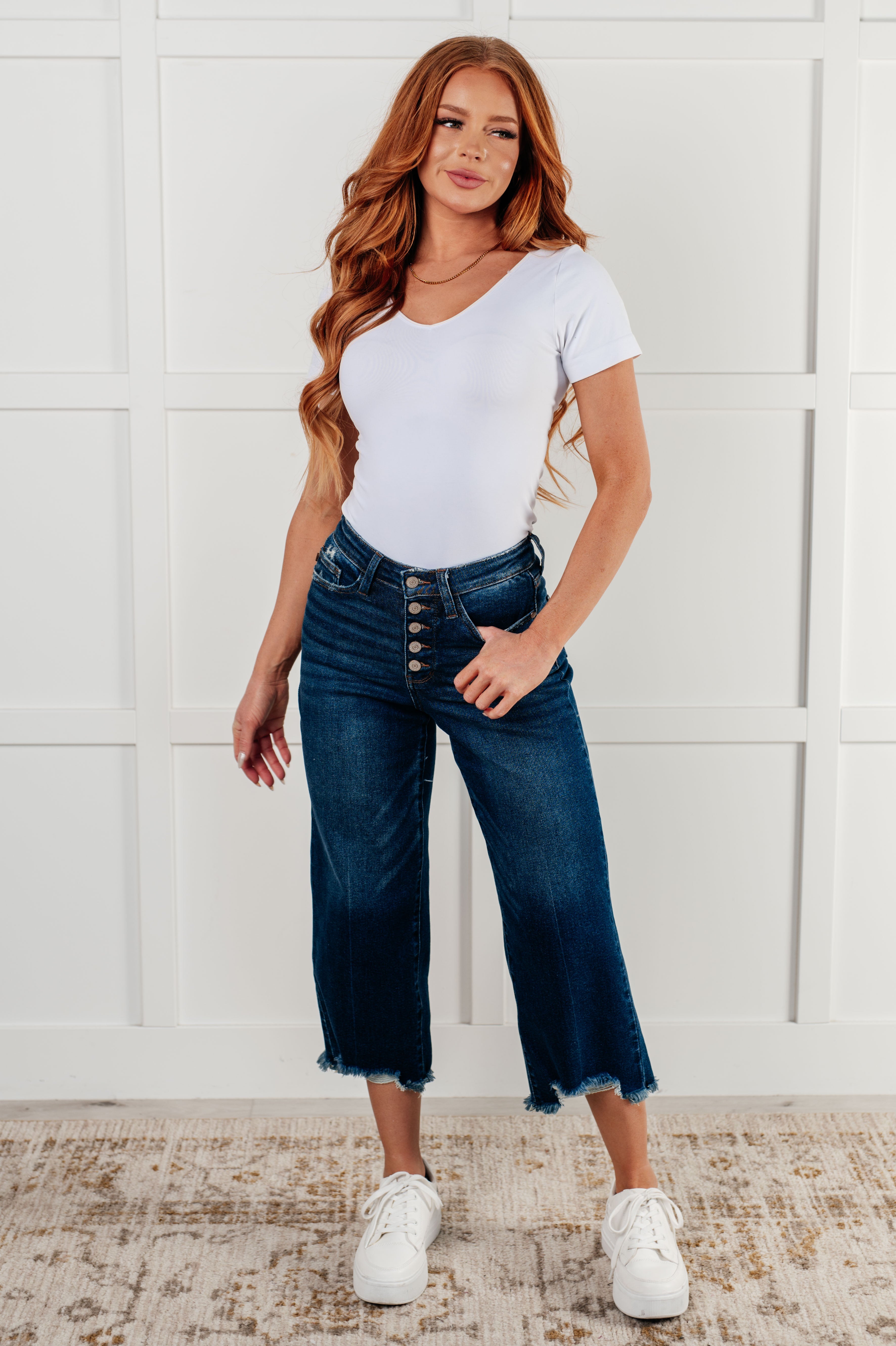 GRLFRND Bobbi Crop Wide Leg Button-Fly High Rise in what you popular like Jeans 28×25